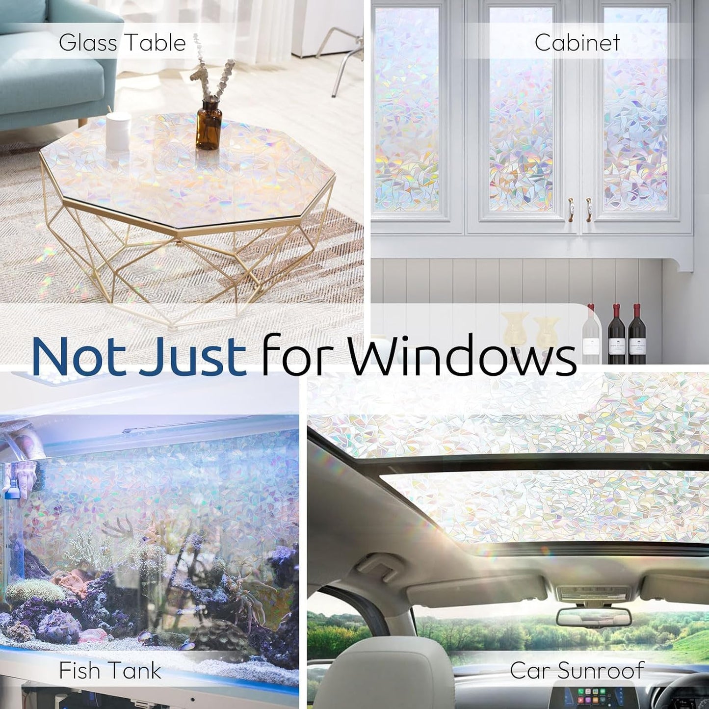 rabbitgoo Rainbow Window Privacy Film, Stained Glass Cling, 17.5" x 78.7"
