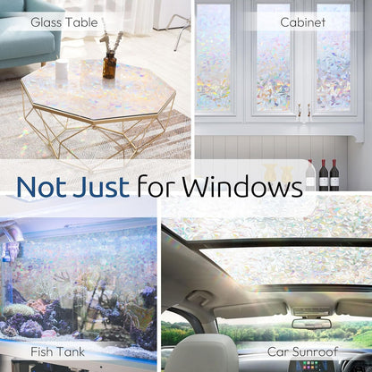 rabbitgoo Rainbow Window Privacy Film, Stained Glass Cling, 17.5" x 78.7"