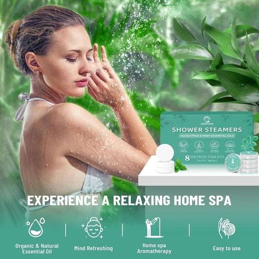 Shower Steamers Aromatherapy for Women & Men, 8 Pcs Eucalyptus Mint