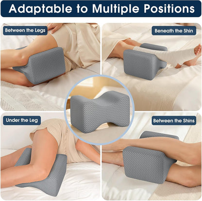 BlissTrends Memory Foam Knee Pillow, Knee Pillow for Side Sleepers, Leg Pillows for Sleeping Blood Circulation, Elevation Pillow for Spine Aligning, Sciatica, Back, Hip, Knee, Ankle Pain, Grey