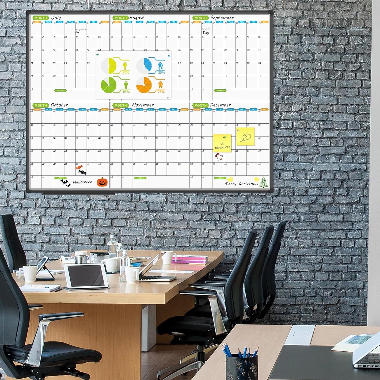 JILoffice Magnetic Dry Erase Calendar Whiteboard, 4 Month White Board Planner 36 X 24 Inch, Black Aluminum Frame Wall Mounted Board for Office Home and School