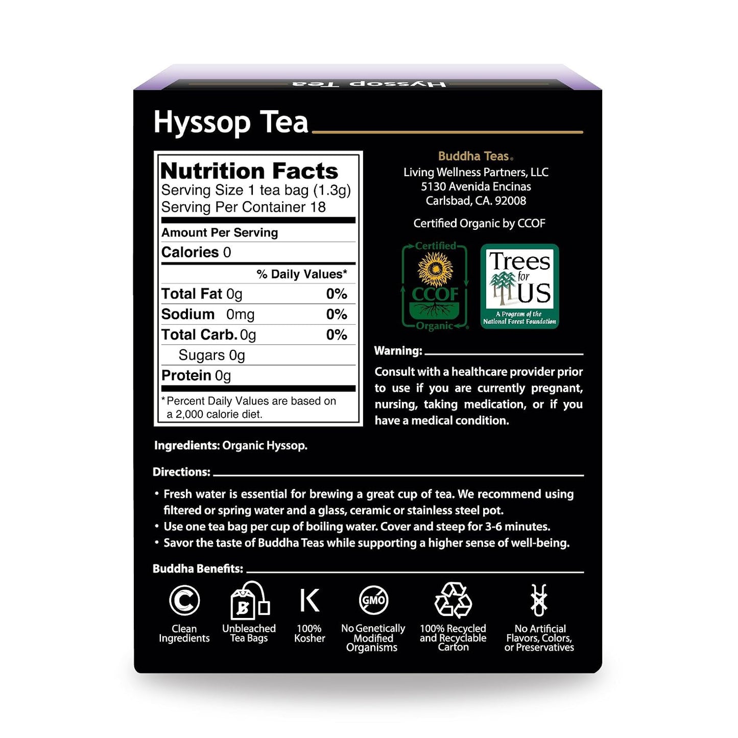 Buddha Teas Organic Lemon Balm - OU Kosher, USDA Organic, CCOF, 18 Bleach-Free Tea Bags