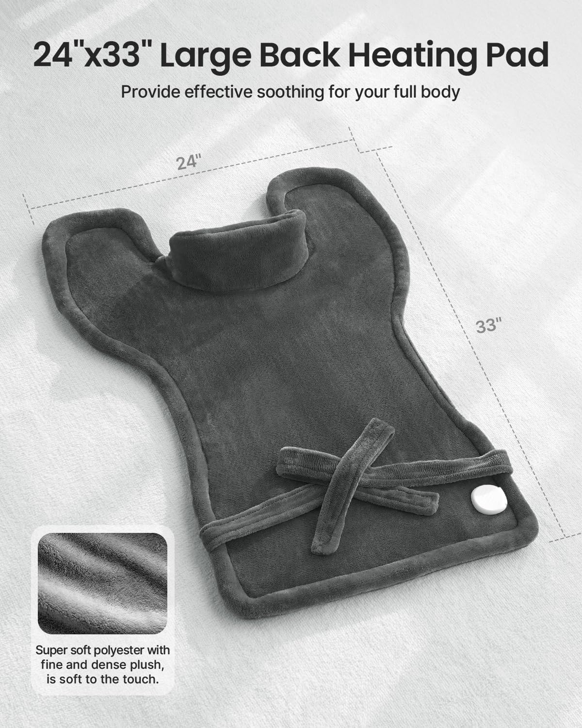 RENPHO Fathers Day Dad Gifts, Electric Heating Pad - 6 Heat Levels for Neck Shoulder and Back, Birthday Gifts for Women Men, Weighted Pad for Snug Fit, ETL Certified, FSA Eligible, 24"x33" Gray