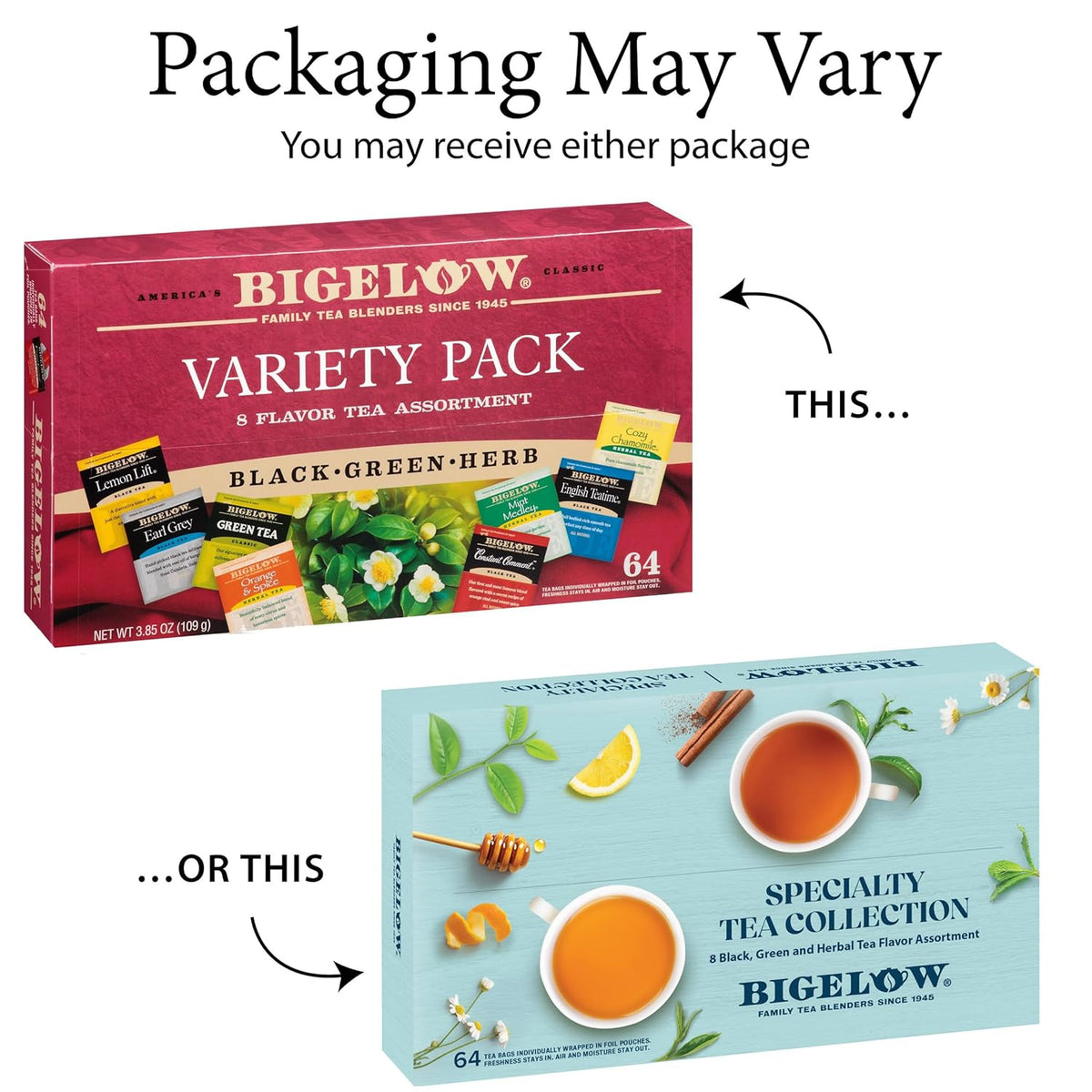 Bigelow Tea Assortment, 64 Tea Bags (Pack of 1)