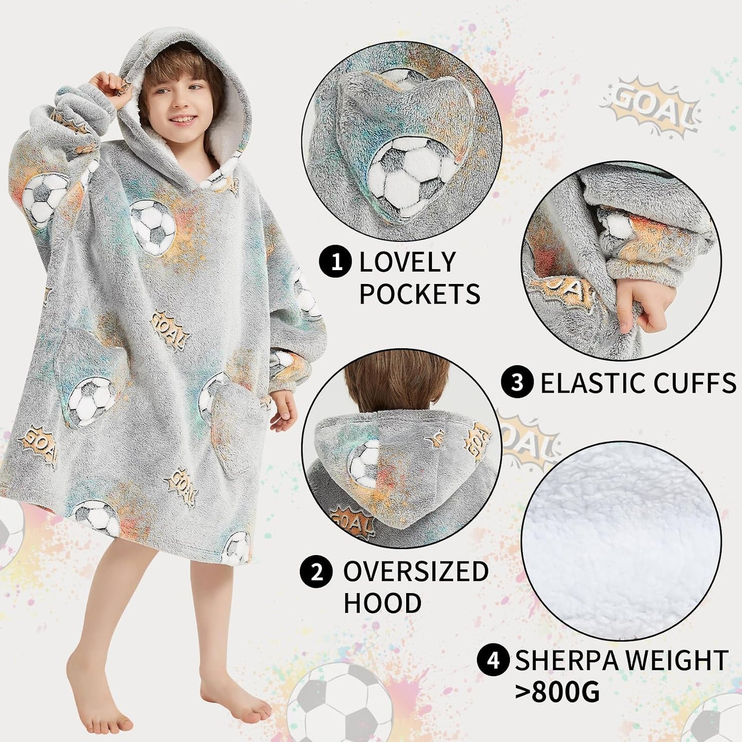 Fiosnow Glow in the Dark Unicorn Blanket Hoodies for Kids 6-13YR Oversize Wearable Blanket Hoodies for Boys Girls Teens
