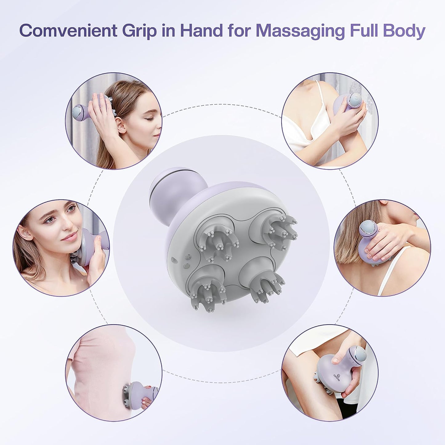 COMFIER Electric Scalp Massager, Waterproof Head Massager with Mutlti-Modes Vibration, Handheld Portable Head Scratcher for Hair Growth, Dog Cat Massager for Deep Clean and Stress Relax