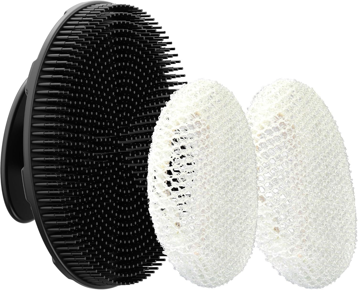 INNERNEED Food-Grade Soft Silicone Body Scrubber Shower Brush Handheld Cleansing Skin Brush, Gentle Exfoliating and Lather Well (Dark Green)