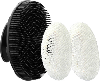 INNERNEED Food-Grade Soft Silicone Body Scrubber Shower Brush Handheld Cleansing Skin Brush, Gentle Exfoliating and Lather Well (Dark Green)