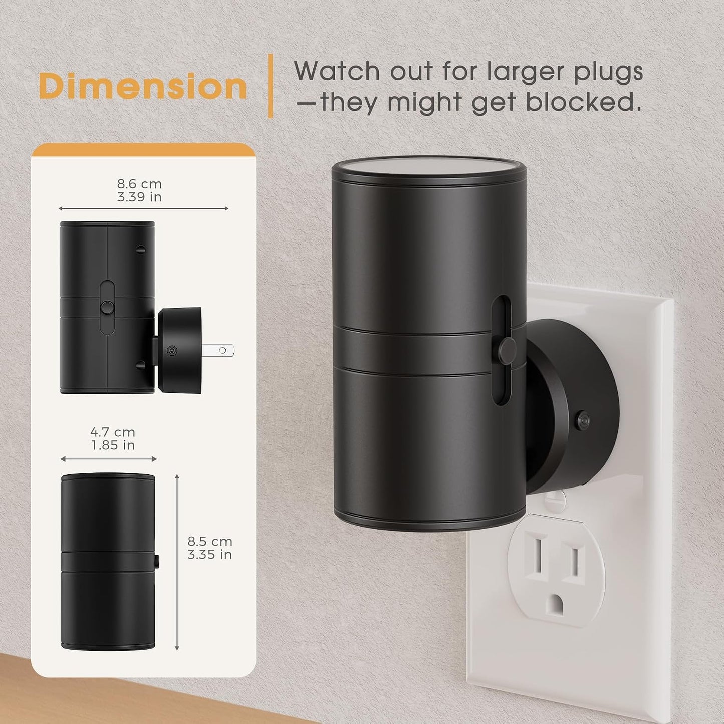 Briignite Night Lights Plug into Wall, Modern LED Night Light Plug in, Dusk to Dawn Sensor,Amber Night Light 0-100LM Adjustable Brightness, Dimmable NightLight for Hallway, Bedroom, Stairway, 2 Pack