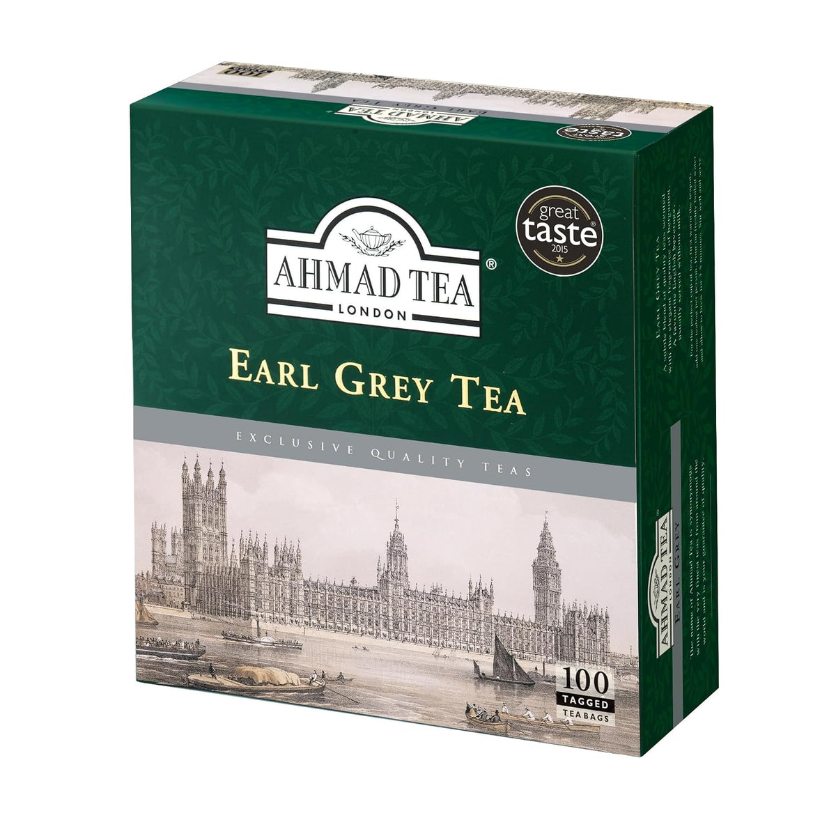 Ahmad Tea Earl Grey Tea, Tagged Teabags without envelopes, 100 Count