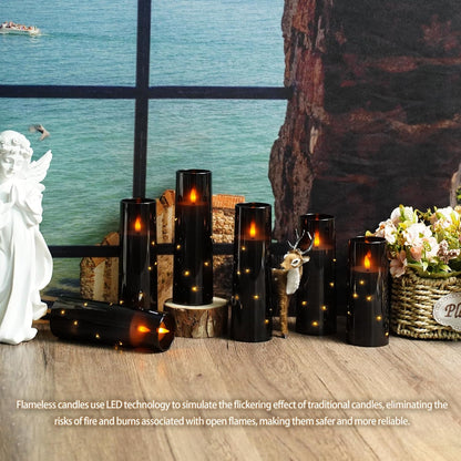 Nimiko Flickering Flameless LED Candles,Battery Operated Candles 24 Pcs with Embedded Star String,Acrylic LED Pillar Candles with Remote,Suitable for Home Decoration to Create an Atmosphere (White)