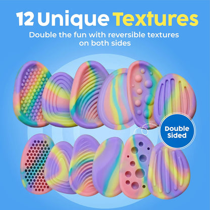 BUNMO Fidget Toys - Fidget Stones Sensory Toys – 6pk Pastel | Silicone Worry Stones for Kids Ages 3+ | Portable, Textured, Quiet Sensory Stones for Hands-On Play