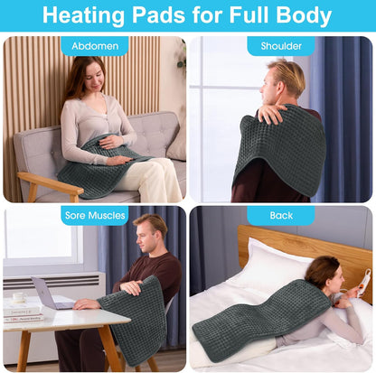 Boileau Electric Heating Pad for Back Pain and Period Cramps Relief, FSA Eligible17 x33 Extra Large XXXL, HSA 3 Heating Levels Heat Pad with 2-Hour Auto Shut Off, Gifts for Women and Mom, Blue