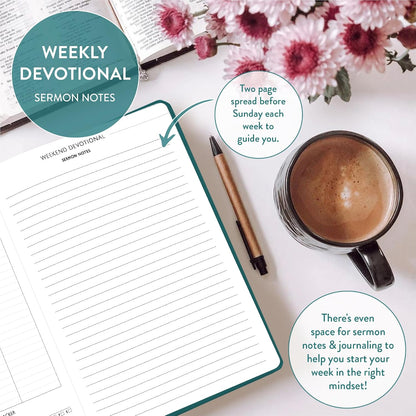 Christian Planner 2026 Daily Planner - Faith Based Monthly and Weekly Planner, Vision Board, and Habit Tracker - 2026 Calendar, Personal Organizer and Devotional Journal (Spiral, Pine)