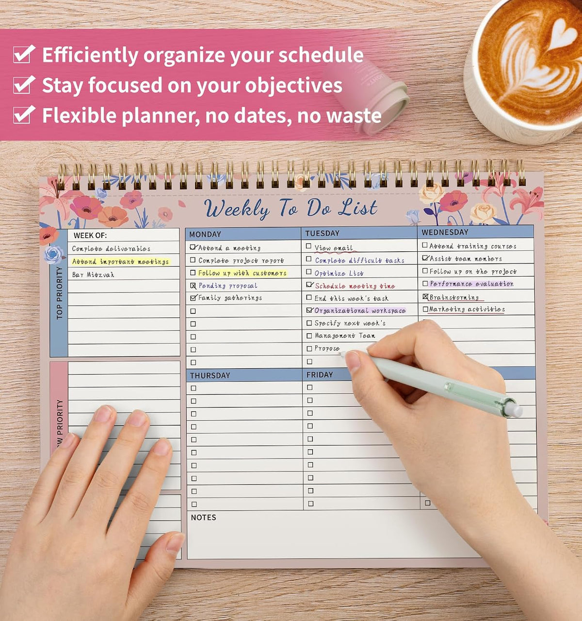 104 Pgs To Do List Notepad, 52 Undated Sheets Duplex-printed