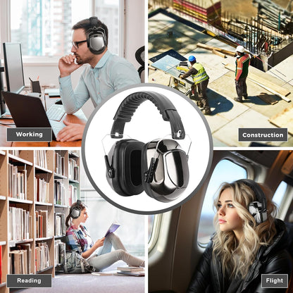 ProCase NRR 28dB Noise Reduction Ear Muffs, Foldable Adjustable Passive Noise Cancelling Headphones for Adults Kids Autism, Hearing Protection for Shooting, Construction, Mowing, Studying -Black - Colors B
