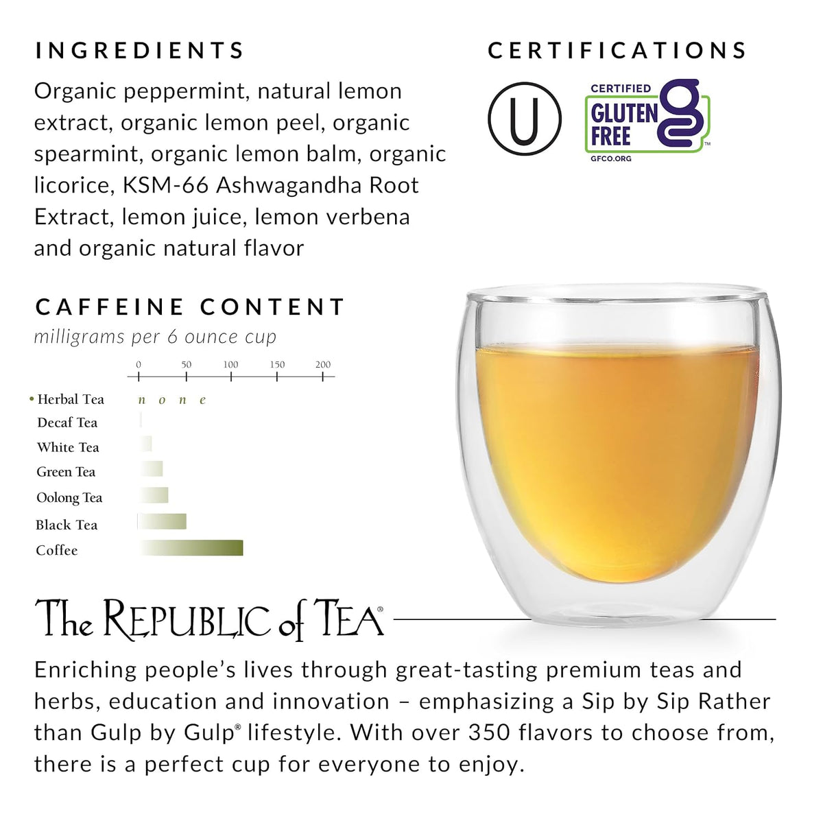 The Republic of Tea Stress Less WinterMint Herbal Tea, Caffeine Free, 36 Ct