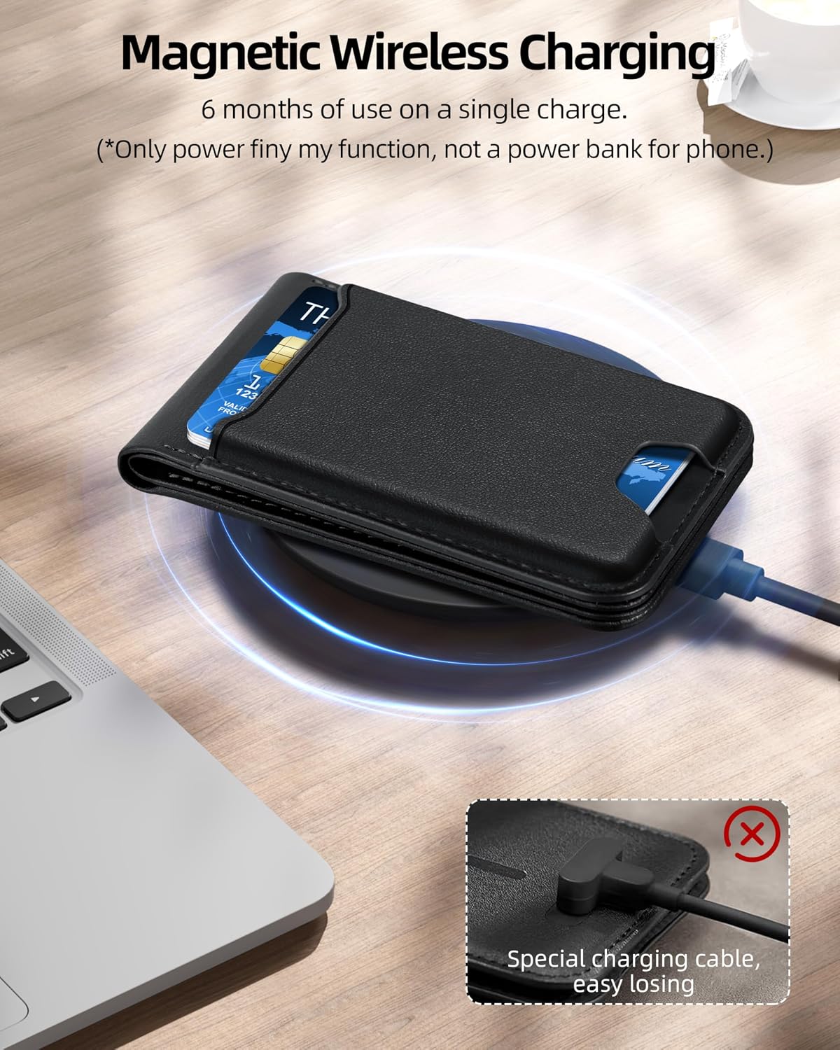 ExtreLife for Magsafe Wallet, Works with Apple Find My, 6 Cards Holder
