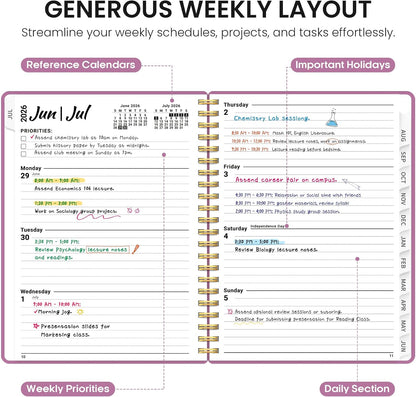 Planner 2026-2027, 8.5" x 11" Weekly and Monthly Academic Year Planner Calendar, July 2026 - June 2027, Hardcover Large School Planning Agenda With Tabs, Perfect for School & Office Supplies, A4, Green