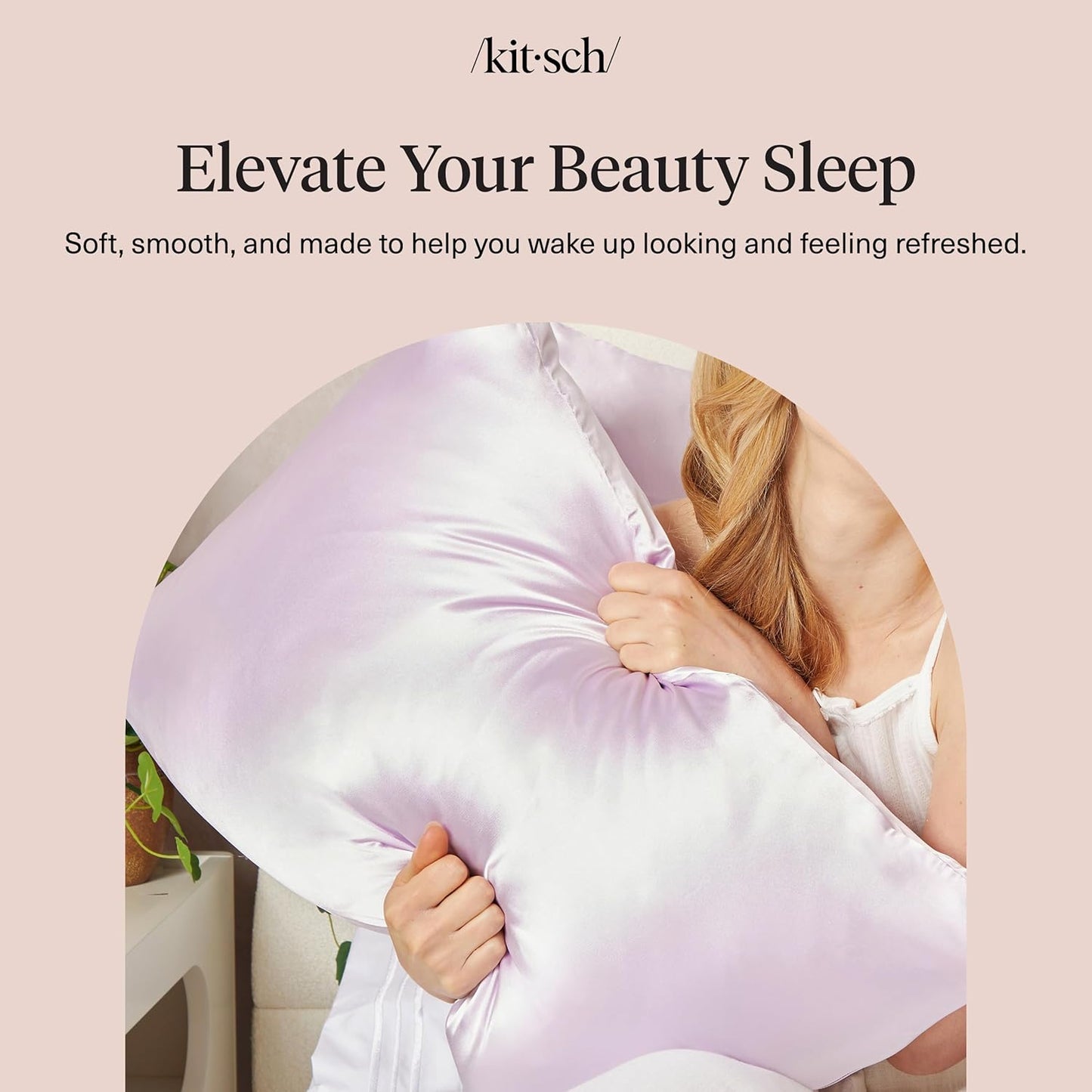 Kitsch Satin Pillowcase with Zipper for Hair & Skin - Softer Than Silk Pillow Cases, Smooth Cooling Satin Pillow Case, Wrinkle-Free, Machine Washable - Pillow Cases Standard Size (19x26) - Blush