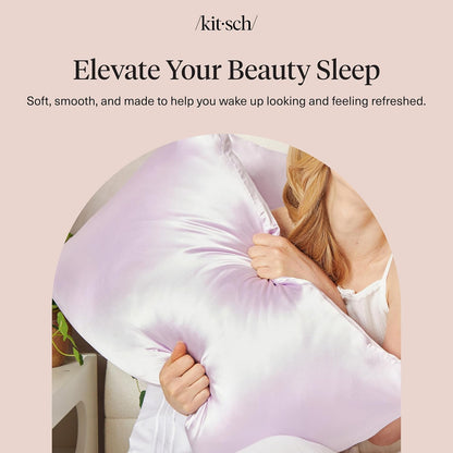 Kitsch Satin Pillowcase with Zipper for Hair & Skin - Softer Than Silk Pillow Cases, Smooth Cooling Satin Pillow Case, Wrinkle-Free, Machine Washable - Pillow Cases Standard Size (19x26) - Blush