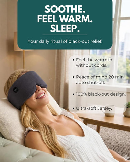 Heated Eye Mask – Cordless Electric Warm Eye Compress for Dry Eyes, Stye & Eye Strain Relief – 4 Heat Settings, Rechargeable, Light-Blocking, Blackout, Washable Cover (Sunset Rose)