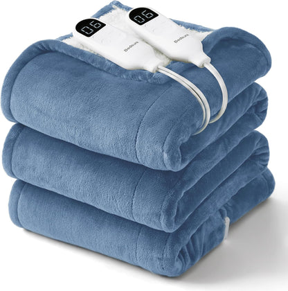 Bedsure Heated Blanket Throw Blanket with Preheat Function - Fast Heating Electric Blanket, Soft Flannel Throw with 6 Time Settings(Up to 10H), 6 Heating Settings, Gifts for Grandma (50"x60", Cream)