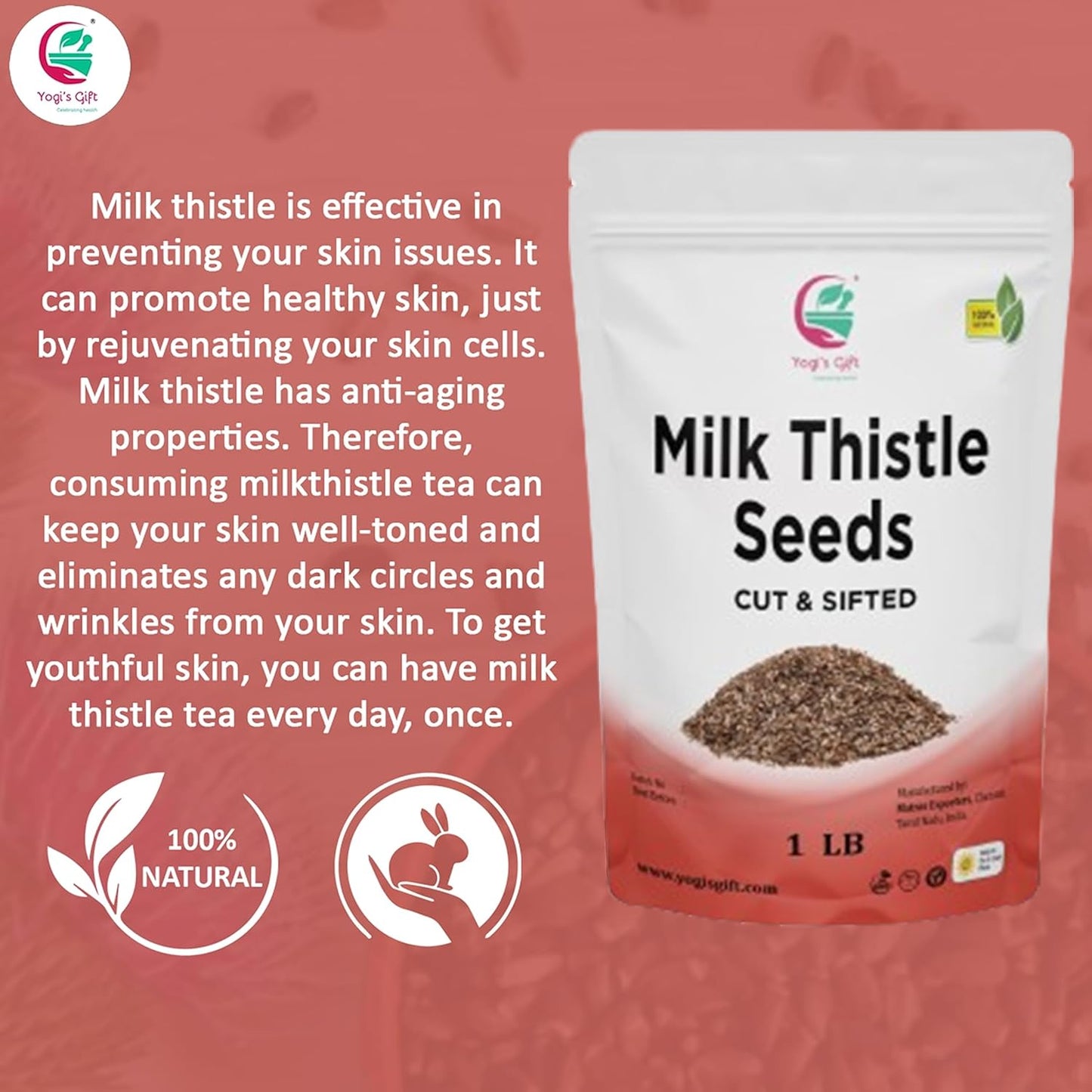 Milk Thistle Seeds 1 LB (Whole) | Whole Milk Thistle For Tea | By Yogi's Gift®