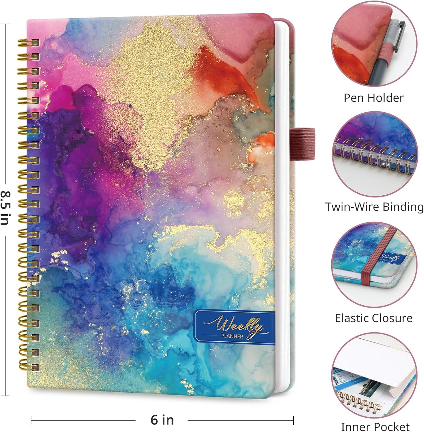 Taja Undated Weekly Planner, Weekly To Do List Notebook with Goal & Habit Tracker Organizer, A5 Weekly Planner Notebook with Spiral Binding, 6.1" x 8.2" - Green