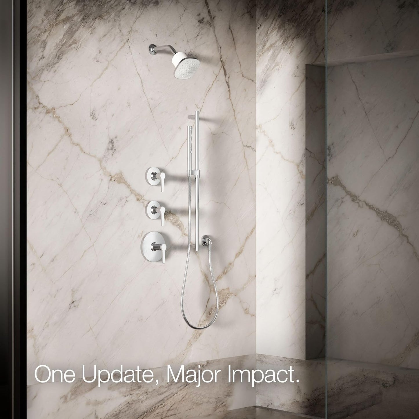 KOHLER 33631-Y-BN Cinq Round Single-Function Filtered Showerhead, Five-Layer Filtration, 2.5 GPM, Full Coverage Spray, Premium Durable Material, Vibrant Brushed Nickel