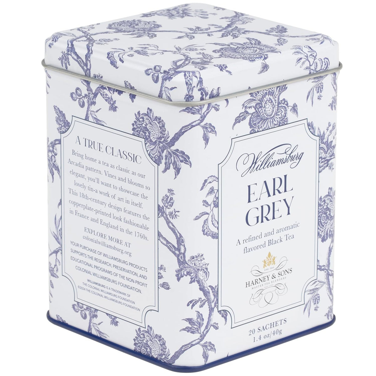 Harney & Sons Williamsburg Earl Grey Tea, 20 Sachets in Tin