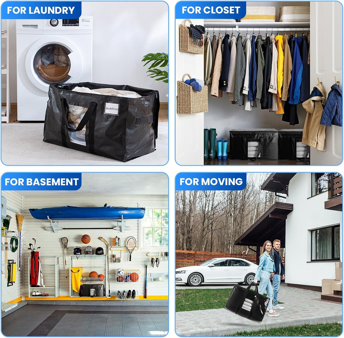 TAILI Blue Extra Large Moving Bags,Storage Bags with Visible Window
