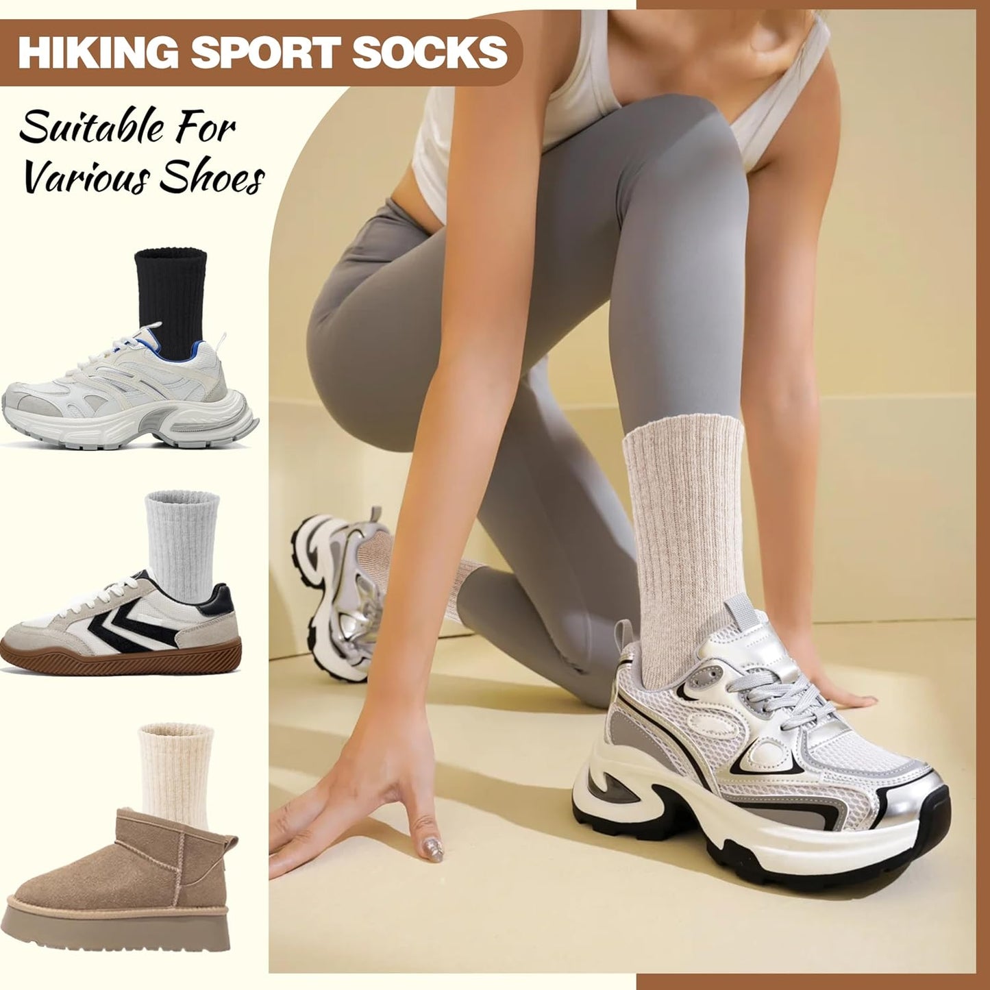 EBMORE Merino Wool Socks for Women Hiking Thermal Warm Winter Thick Boot Cozy Crew Comfy Work Socks for Ladies 5 Pairs