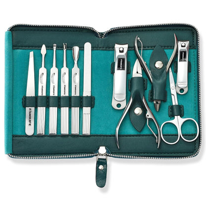 FAMILIFE Stainless Steel Manicure Set 11-in-1 Professional Nail Clipper Kit