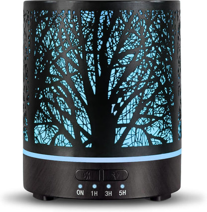 EQUSUPRO Essential Oil Diffuser 300ml Metal Electric Ultrasonic Diffuser for Large Room with Auto Shut-Off, 4 Timer Setting &7 Colors Night Light for Home