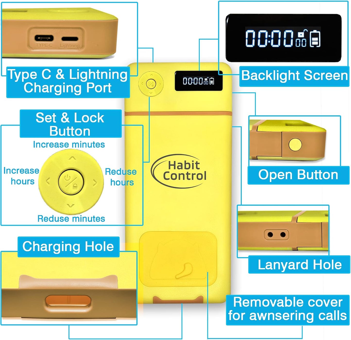 Cell Phone Lock Box with Timer for Self-Discipline, Portable Time Lock Box Suitable for iPhone and Android Smartphones, Phone Jail Box with Timer to Reduce Screen Time, Mindfulness Gift