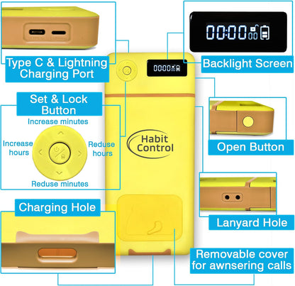 Cell Phone Lock Box with Timer for Self-Discipline, Portable Time Lock Box Suitable for iPhone and Android Smartphones, Phone Jail Box with Timer to Reduce Screen Time, Mindfulness Gift