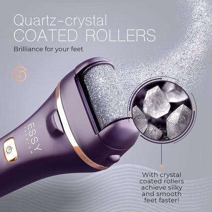 Essy Electric Foot File Hard Skin Remover with 5 Replacement Rollers Foot File Electric Pedicure Sets Cutters Accessories for Dry Dead Hard Skin Feet Callus Remover for Feet Care Exfoliator (Purple)