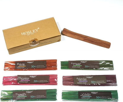 Hosley 320 Assorted Incense Sticks with Holder Eucalyptus, Fresh Bamboo, Lavender, Myrrh, Lavender Chamomile, Vanilla, Citrus, Dragon Blood Idea for Home, Wedding, Spa, Meditation & Aromatherapy