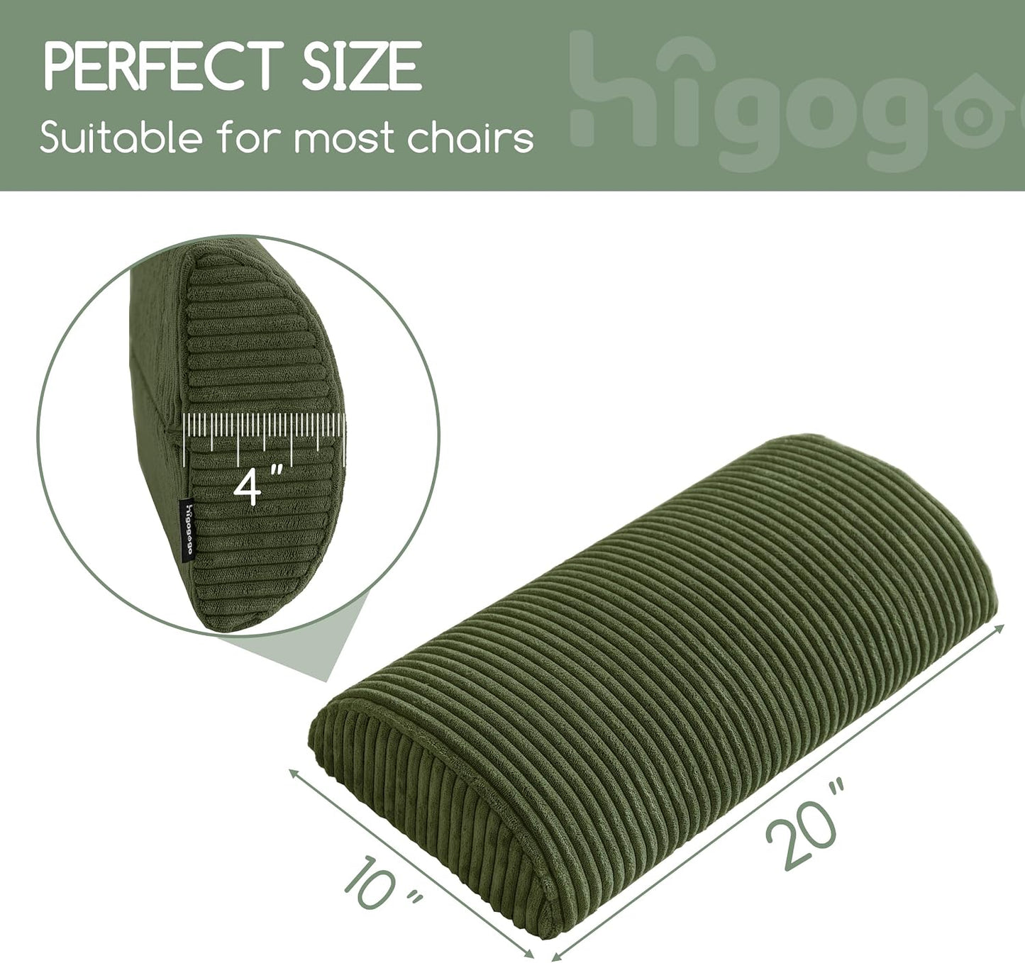 HIGOGOGO Lumbar Support Pillow for Recliner Chair/Accent Chair/Couch, Memory Foam Back Support Cushion for Elderly, Recliner Cushions for Back Rest, Pain Relief, Reading, Washable Cover, Dark Grey