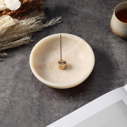 Koville Natural Marble Incense Holder, Incense Holder for Sticks with 9 Holes, Handmade Incense Burner Ash Catcher for Meditation Yoga SPA, Balsam Fir/Palo Santo/Sage/Cone (White)