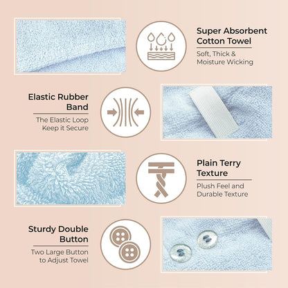 Lili&James 100% Cotton Hair Towel Wrap for Women & Kids – 420 GSM Quick Dry Hair Turban with Double Button Loop, Anti Frizz Non Microfiber Hair Drying Towel for Curly, Long & Thick Hair (Lilac)