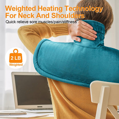 Heating Pad for Neck and Shoulders and Back, Mothers Day Gifts for Mom Wife Grandma, Birthday Gifts for Women, Weighted Neck Heating Pads, Large Heat Pad, 6 Heat Settings 4 Auto-Off, 17"x23" Blue