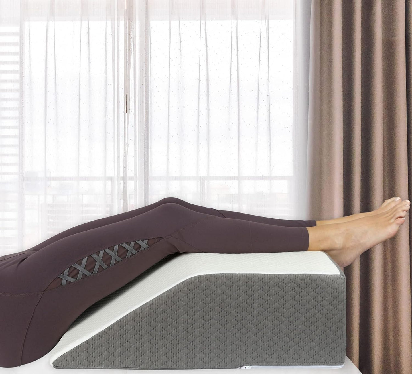 Kolbs Bed Wedge Pillow for Sleep Apnea, FSA Eligible Acid Reflux, and Back Pain Relief, with Chic Jacquard Cover - Headboard Wedges for Sleeping (5" Gentle Incline)
