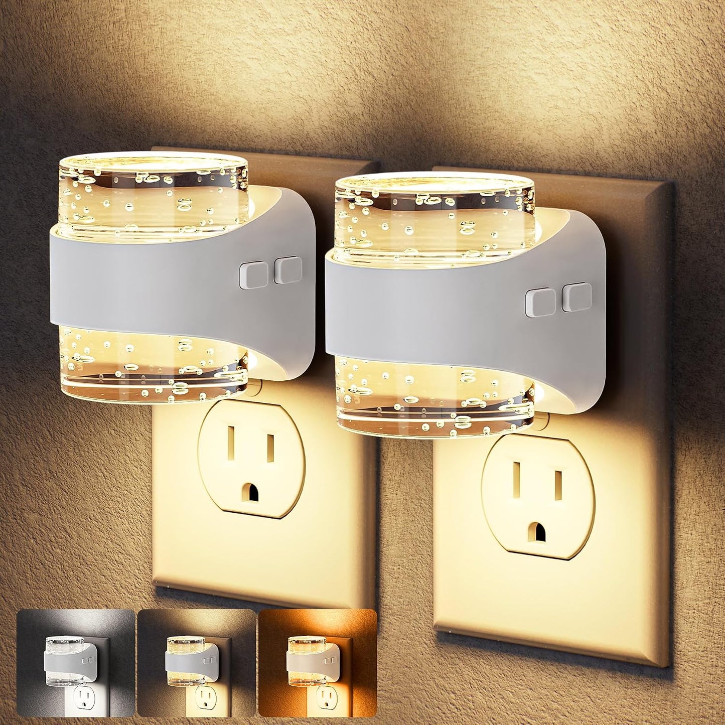 Briignite Night Light, Night Lights Plug into Wall, Soft White LED Nightlight for Kids, Adjustable Brightness 0-100LM, Dusk to Dawn Sensor, Soft Light for Bedroom, Hallway, Nursery, 2 Pack