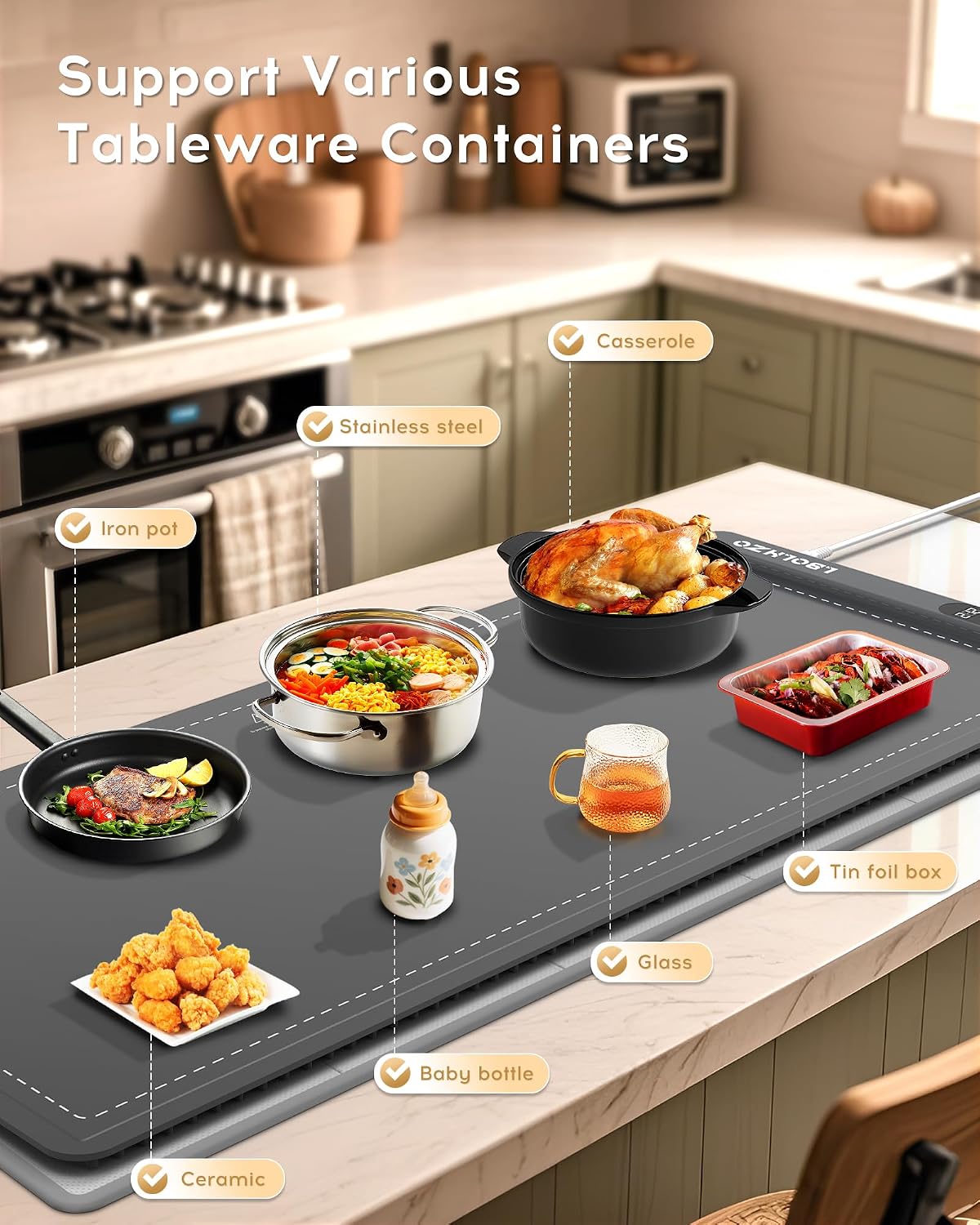 Warming Mat For Food Extra Large 36"x16" 580W Food Warming Mat With Heat Resistant Pad,Chafing Dishes for Buffet 6 Temp 6 Hour,Roll Up Food Warmers for Parties Buffet for Catering Gatherings