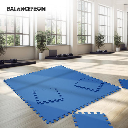BalanceFrom Puzzle Exercise Mat 1/2" Thick, EVA Interlocking Foam Floor | Tiles for Home Gym, Mat for Home Workout Equipment, Floor Padding for Kids, Black, 24 in x 24 in x 1/2 in, 144 Sq Ft-36 Tiles