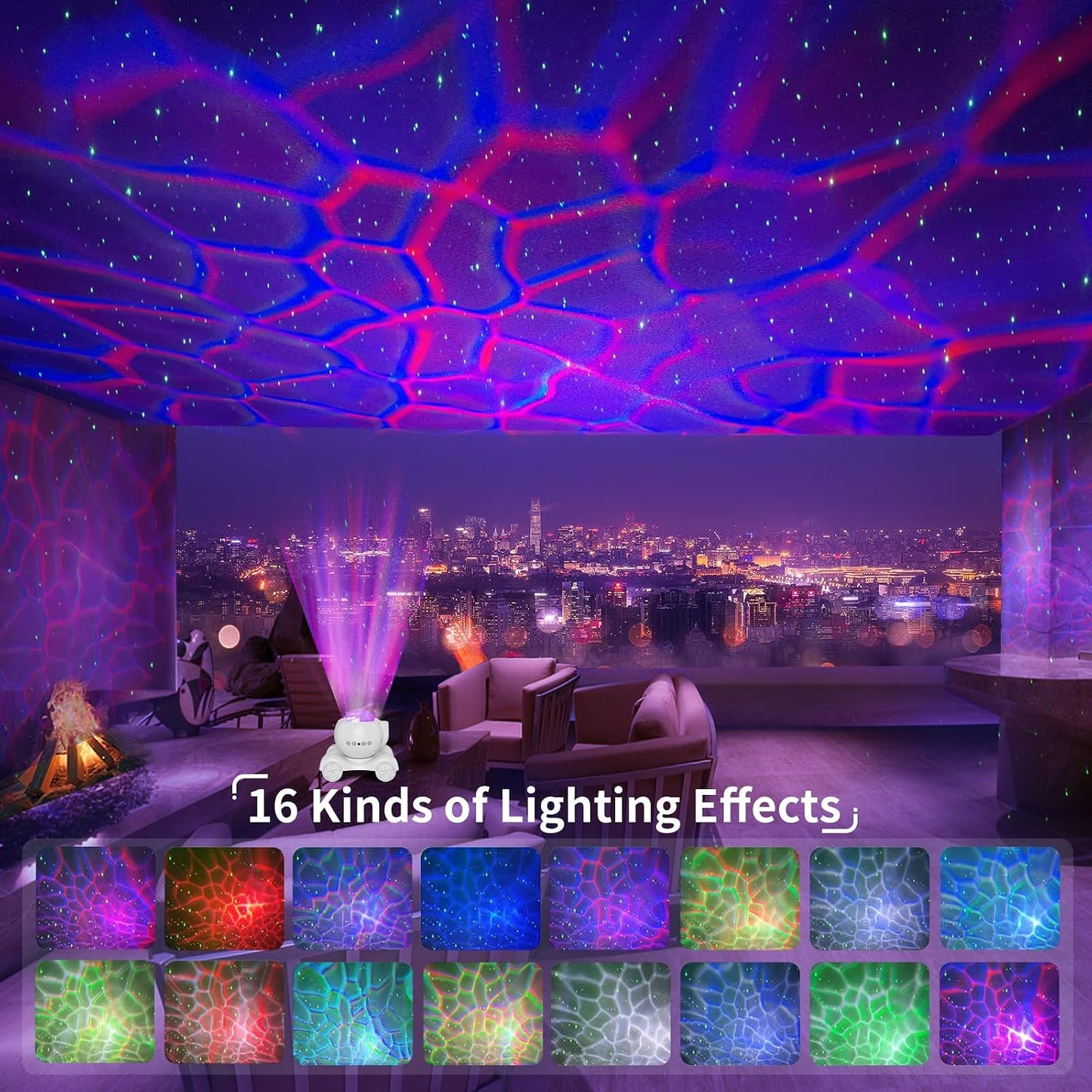 ENOKIK Galaxy Projector, Star Aurora Projector Built-in Bluetooth Speaker, Night Light for Kids Adults, White Noise Light for Home Decor/Relaxation/Party/Music/Gift (Black)