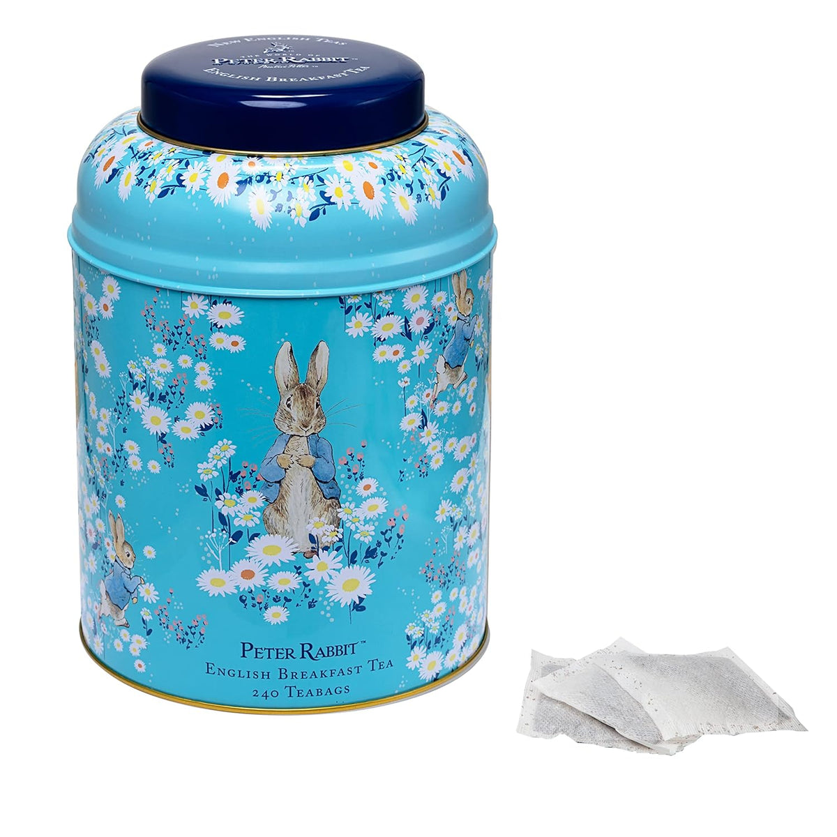 New English Teas Peter Rabbit Tea Tin with 240 Breakfast Tea Bags - Daises