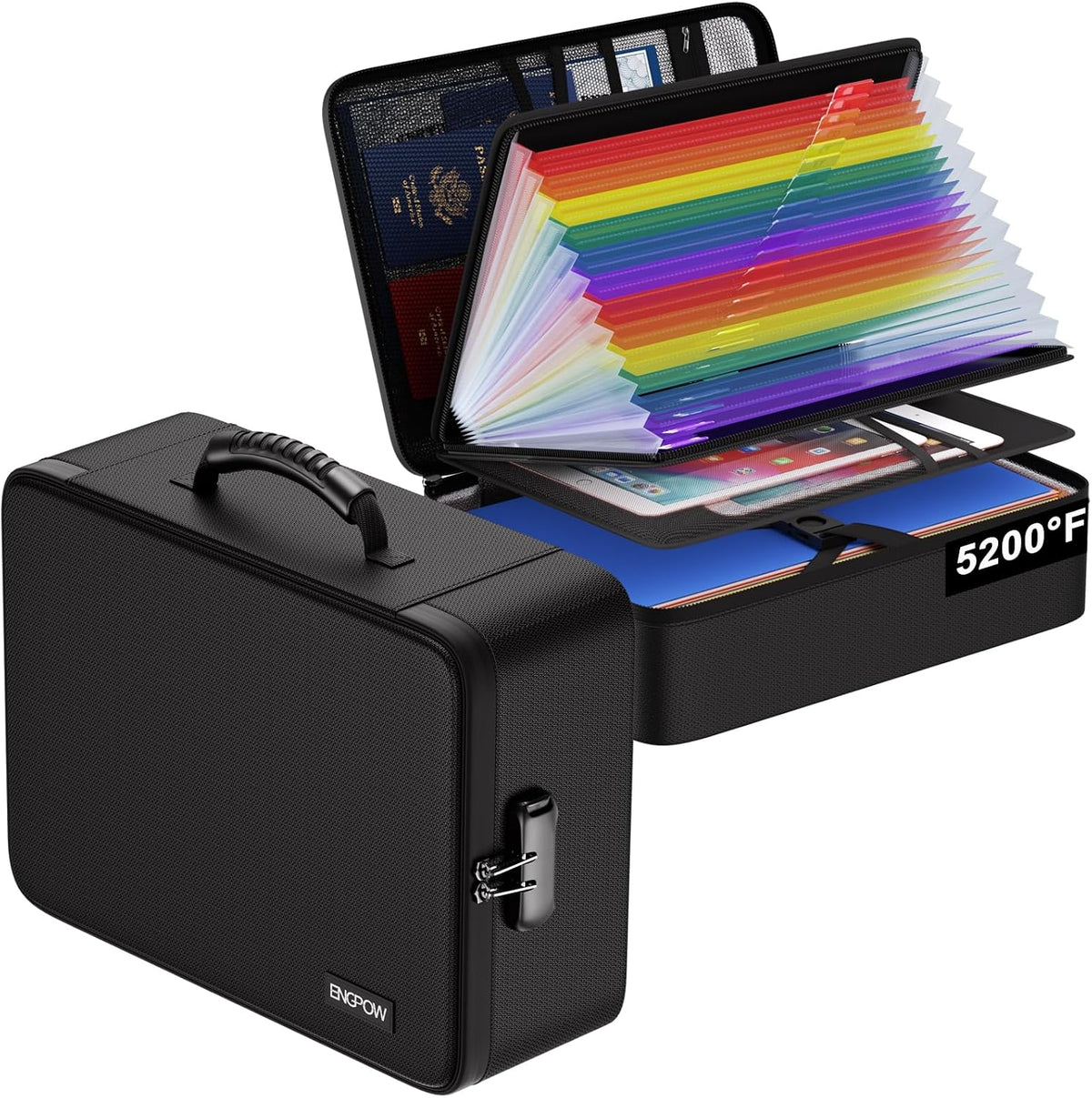 ENGPOW Fireproof File Organizer Bag with 13 Pockets Accordion File Folder